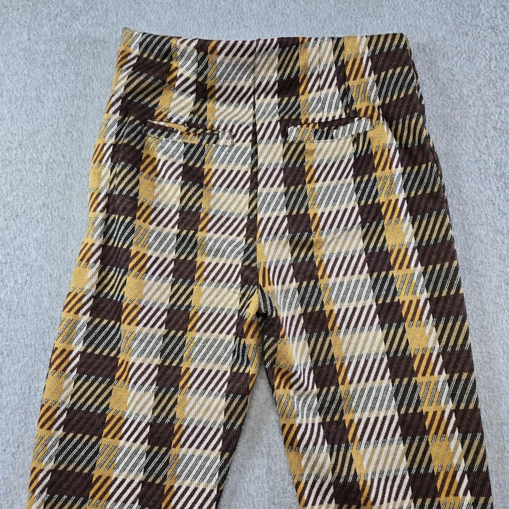 Free People Pants Womens 4 Multicolor Ankle Knit Plaid Stretch‎ Pockets Zip